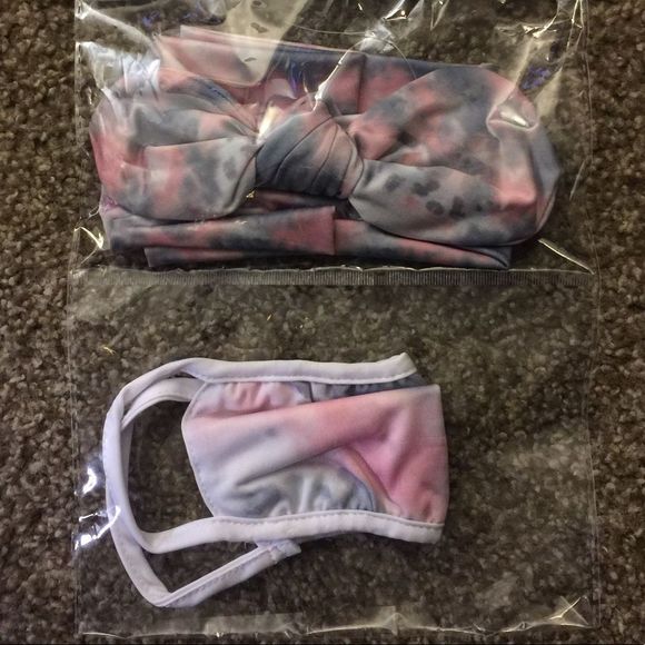 Tie Dye Face Mask and Headband Set - Picture 3 of 3